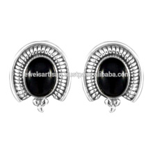 Natural Black Onyx Gemstone 925 Sterling Silver Earring